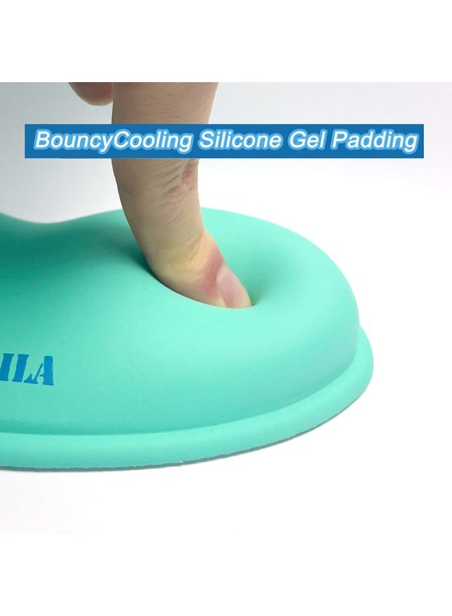 BRILA Ergonomic Silicone Mouse Wrist Rest, Cooling Silica Gel PU Leather Mouse Wrist Support Pad for Office Work and Laptop Computer Gaming (Aquamarine Leather) - Image 4