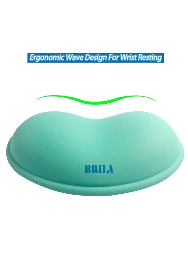 BRILA Ergonomic Silicone Mouse Wrist Rest, Cooling Silica Gel PU Leather Mouse Wrist Support Pad for Office Work and Laptop Computer Gaming (Aquamarine Leather) - Image 3