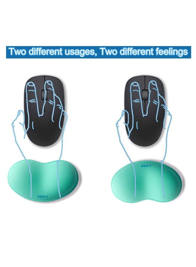 BRILA Ergonomic Silicone Mouse Wrist Rest, Cooling Silica Gel PU Leather Mouse Wrist Support Pad for Office Work and Laptop Computer Gaming (Aquamarine Leather) - Image 2