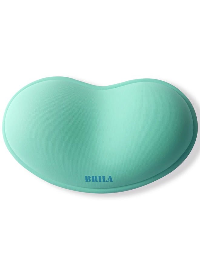 BRILA Ergonomic Silicone Mouse Wrist Rest, Cooling Silica Gel PU Leather Mouse Wrist Support Pad for Office Work and Laptop Computer Gaming (Aquamarine Leather) - Image 1