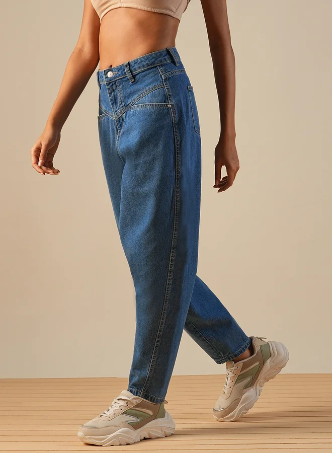 globus Globus Light Fade Mid-Rise Barrel Fit Jeans