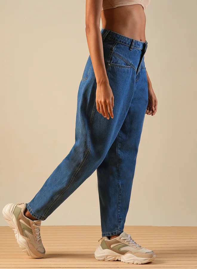 globus Globus Light Fade Mid-Rise Barrel Fit Jeans