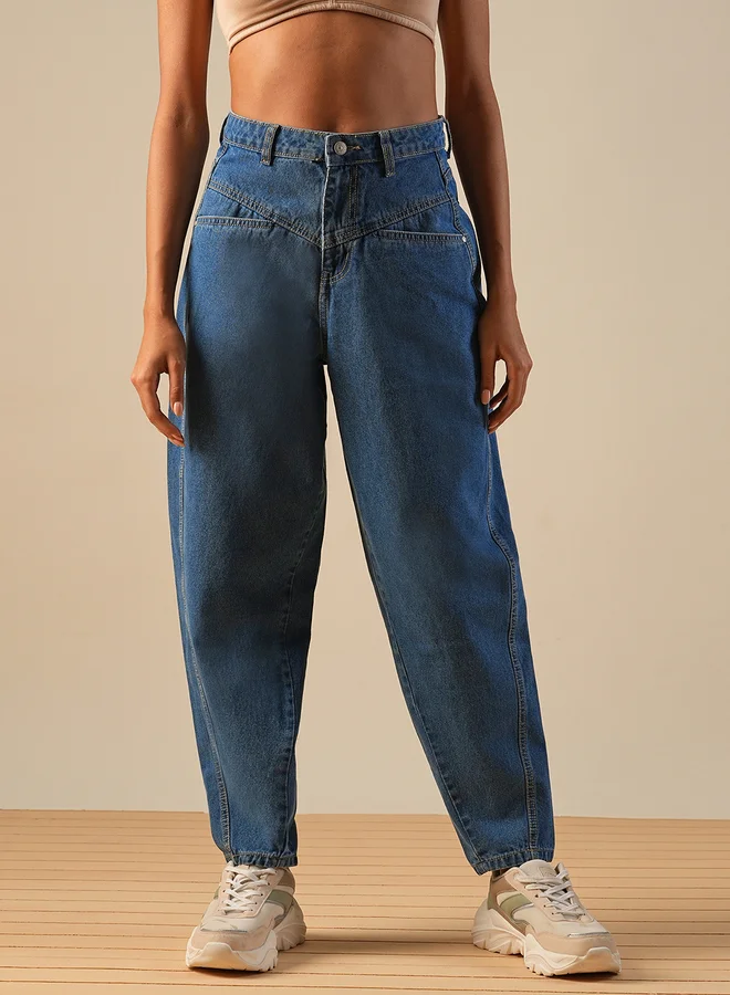 globus Globus Light Fade Mid-Rise Barrel Fit Jeans