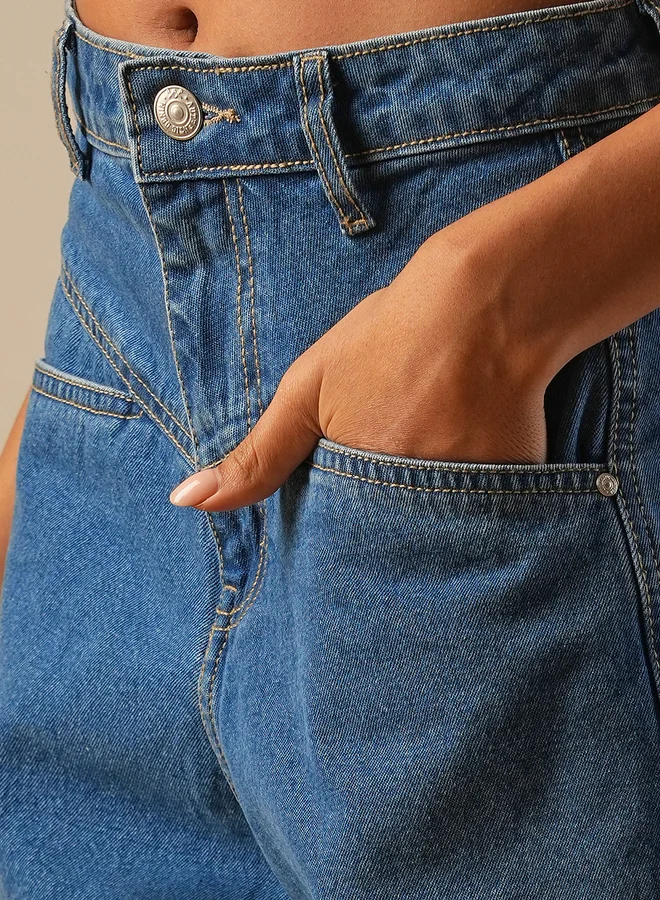 globus Globus Light Fade Mid-Rise Barrel Fit Jeans