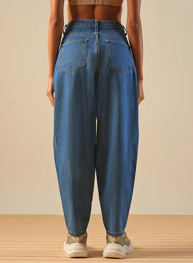 globus Globus Light Fade Mid-Rise Barrel Fit Jeans