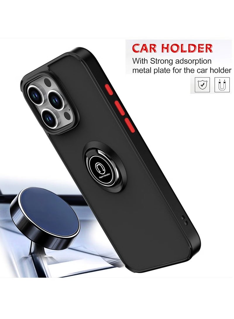 iPhone 16 Case Cover – Green Matte Shockproof Bumper with Metal Ring Holder Kickstand & Car Magnetic Mount - Image 3