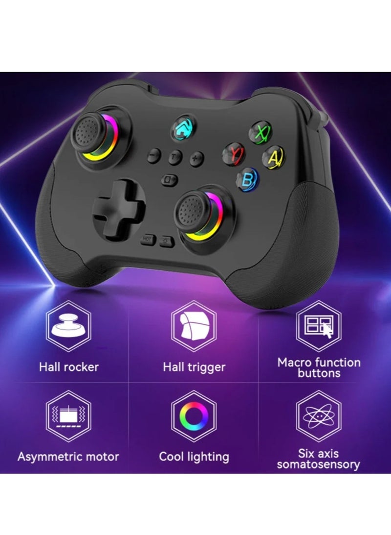 Z01 Wireless Game Controller, Bluetooth 6 Axis Motion Sensor Gamepad, Portable Cloud Controller Remote Joystick, Programmable Hall Joystick For Android, iOS, Switch, Steam, PS3 PS4, Pc, (Black)