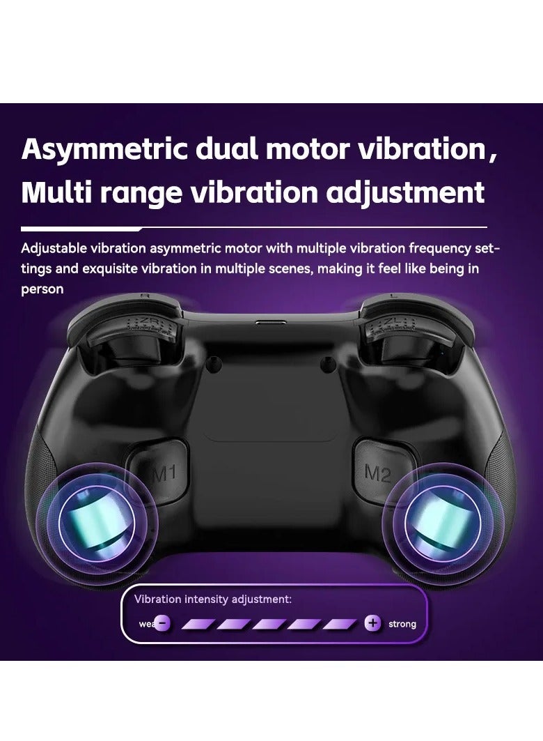 Z01 Wireless Game Controller, Bluetooth 6 Axis Motion Sensor Gamepad, Portable Cloud Controller Remote Joystick, Programmable Hall Joystick For Android, iOS, Switch, Steam, PS3 PS4, Pc, (Black)