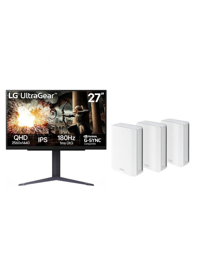 LG ZenGear Pro Gaming Bundle - 27” QHD 200 Hz Monitor + ZenWiFi BT10 Tri-Band WiFi 7 Mesh System - Image 1