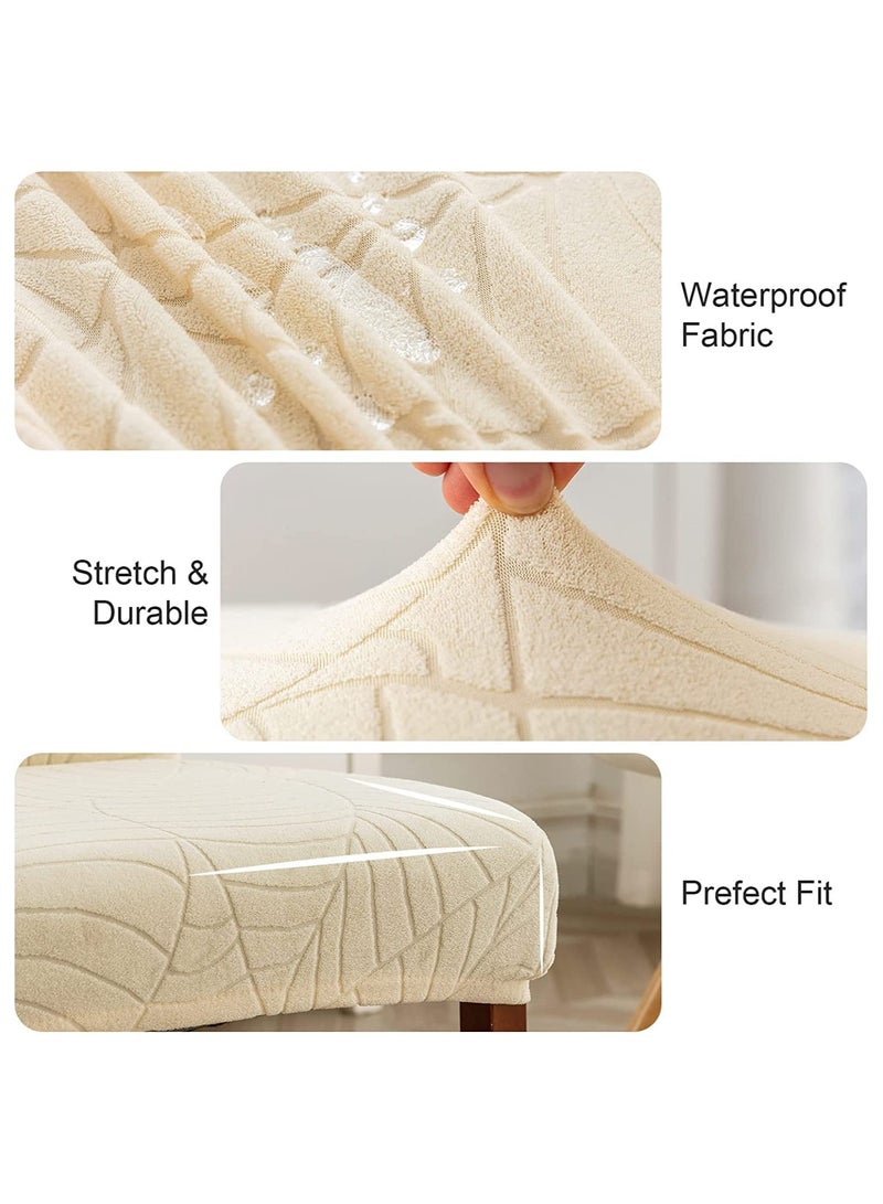 دوركو 6 قطع من أغطية كراسي مقاومة للماء لغرفة الطعام، أغطية كرسي طعام من قماش الجاكار المطاطي، واقي كرسي قابل للإزالة والغسل للمطبخ، الفندق، المطعم، بيج - Image 2