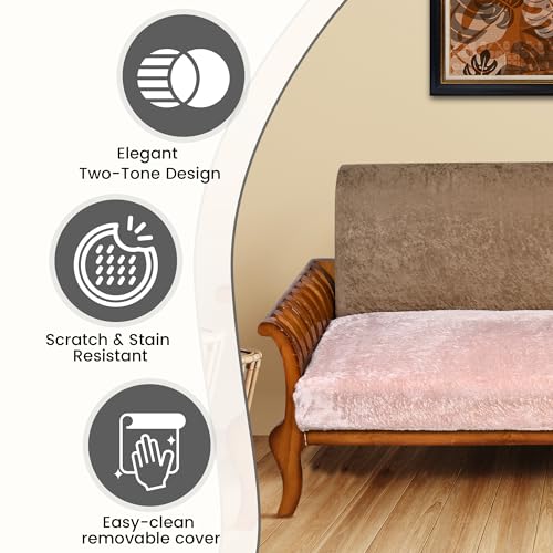 FABANE Premium Faux Rabbit Fur Sofa Cover – Rosy Beige – 3-Seater (27" × 72" / 70 × 180 cm) | Plush, Washable, Anti-Slip Sofa Protector Mat - Image 4