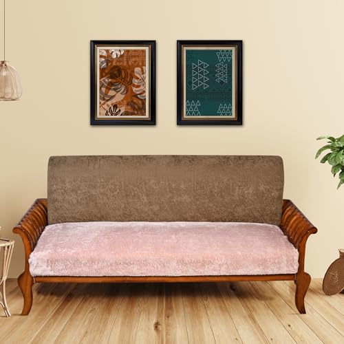 FABANE Premium Faux Rabbit Fur Sofa Cover – Rosy Beige – 3-Seater (27" × 72" / 70 × 180 cm) | Plush, Washable, Anti-Slip Sofa Protector Mat - Image 1