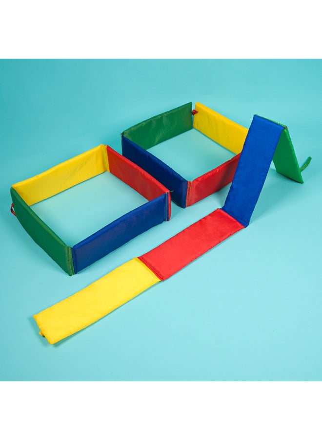 Pull Back Frame Kindergarten Fun Body Intelligent Sensory Training Equipment Children's Outdoor Grid Jumping Drilling Game Props-Color:Pull Back Frame Blue - Image 3