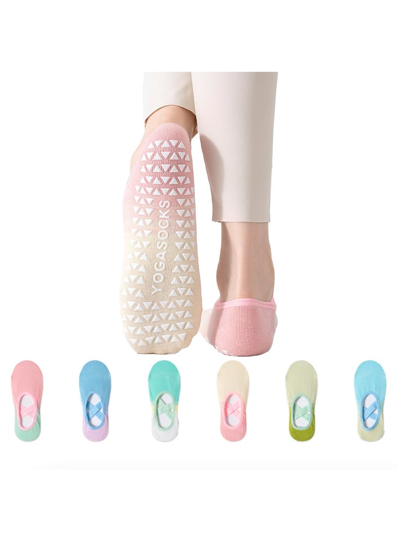 6 Pairs Pilates Socks for Women – Non-Slip Grip Socks for Yoga, Barre, Hospital, Dance, Barefoot - Image 1