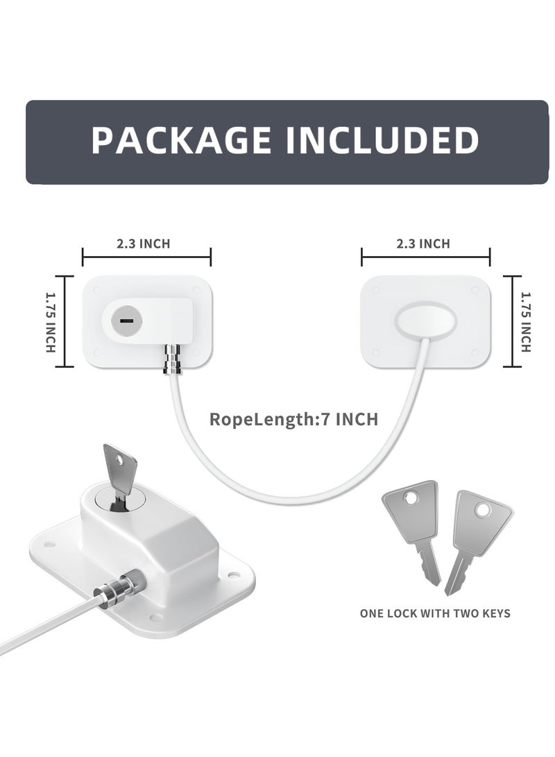 Fasola Refrigerator Lock , Fridge Lock with Silicone Wire Protection Fridge Locks for Kids Easy to Use and Install Fridge Locks with Key Surface-Friendly Freezer Lock(White) - Image 2