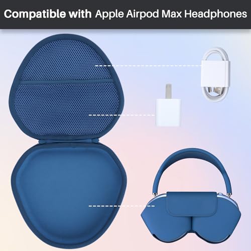 Lebakort Hard Case Compatible with Apple AirPods Max Over-Ear Headphones (Blue Case) - Image 3