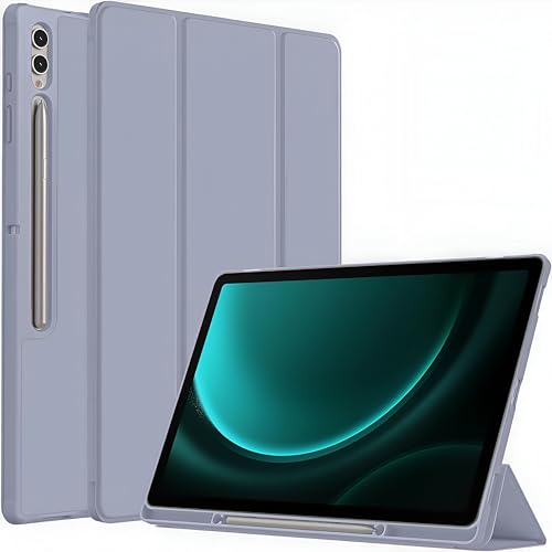 ProElite Cover for Galaxy Tab S9 FE Plus/S9 Plus/S10+ 12.4 inch Cover, Soft Flexible Flip Case Cover with S Pen Holder for Samsung Galaxy Tab S9 FE+/S9 Plus/S10+ 12.4 inch [Recoil Series]- Lavender - Image 1