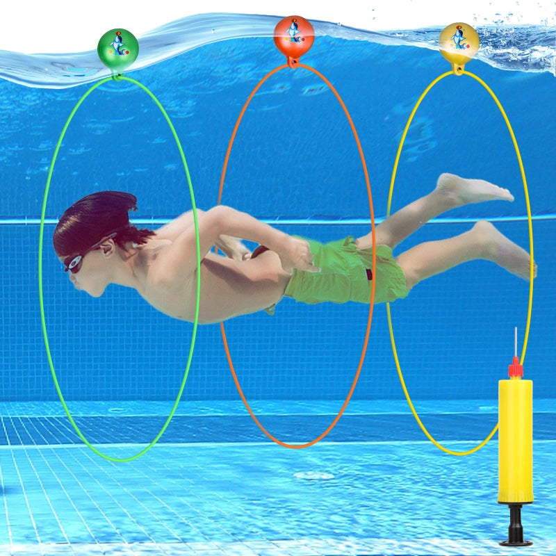 Cludoo Pool Diving Swim Thru Rings Toys for Kids High Stability No Assembly Required Pool Toy Swim Hoops Underwater Swim Thru Diving Ring Water Training Sports for Ages 456789101112 Kids Teens - Image 3