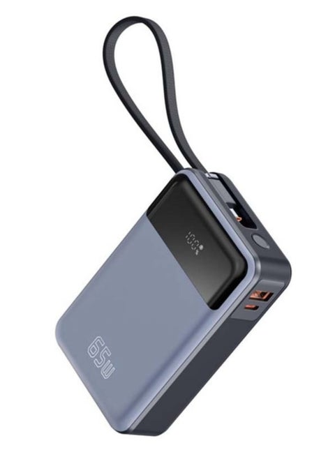 Experience superior charging with the 65W PD power bank, designed for laptops and mobile phones. With a massive 20,000mAh capacity, multiple output options, and high compatibility, stay powered up anytime, anywhere.