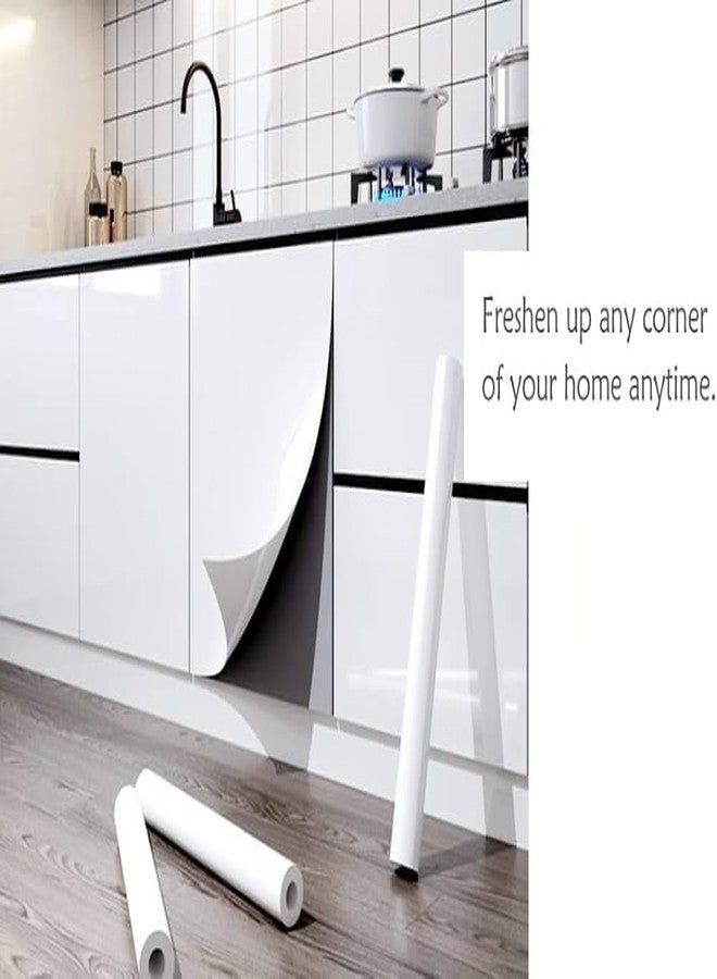 WALLGUD Wallpaper - Decorative Self Adhesive Contact Paper for Home-Kitchen, Furniture, Counter, Cabinet, Suface Cover & Decor| Waterproof Wallpaper || (White - Glossy, 12 x 80 Inch) - Image 2