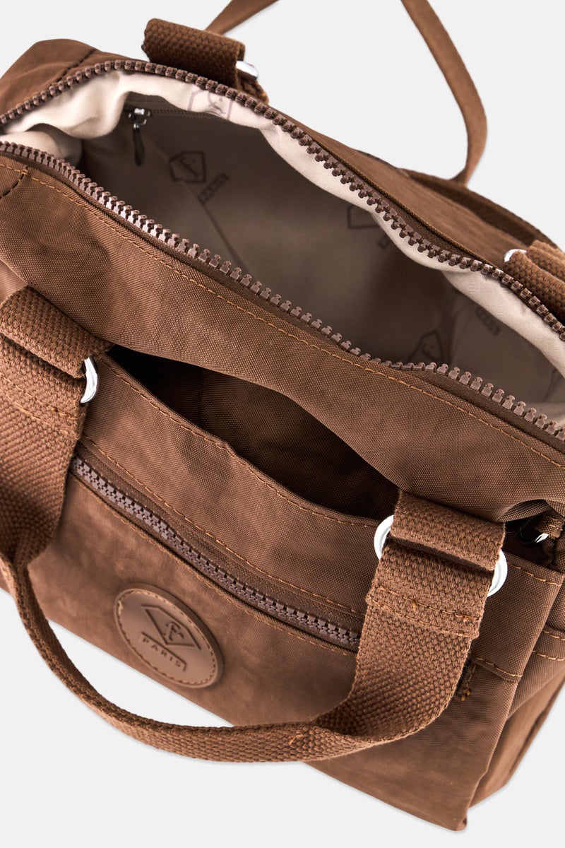 I Love Fashion Women Brand Logo Handbag, Brown  - Image 4