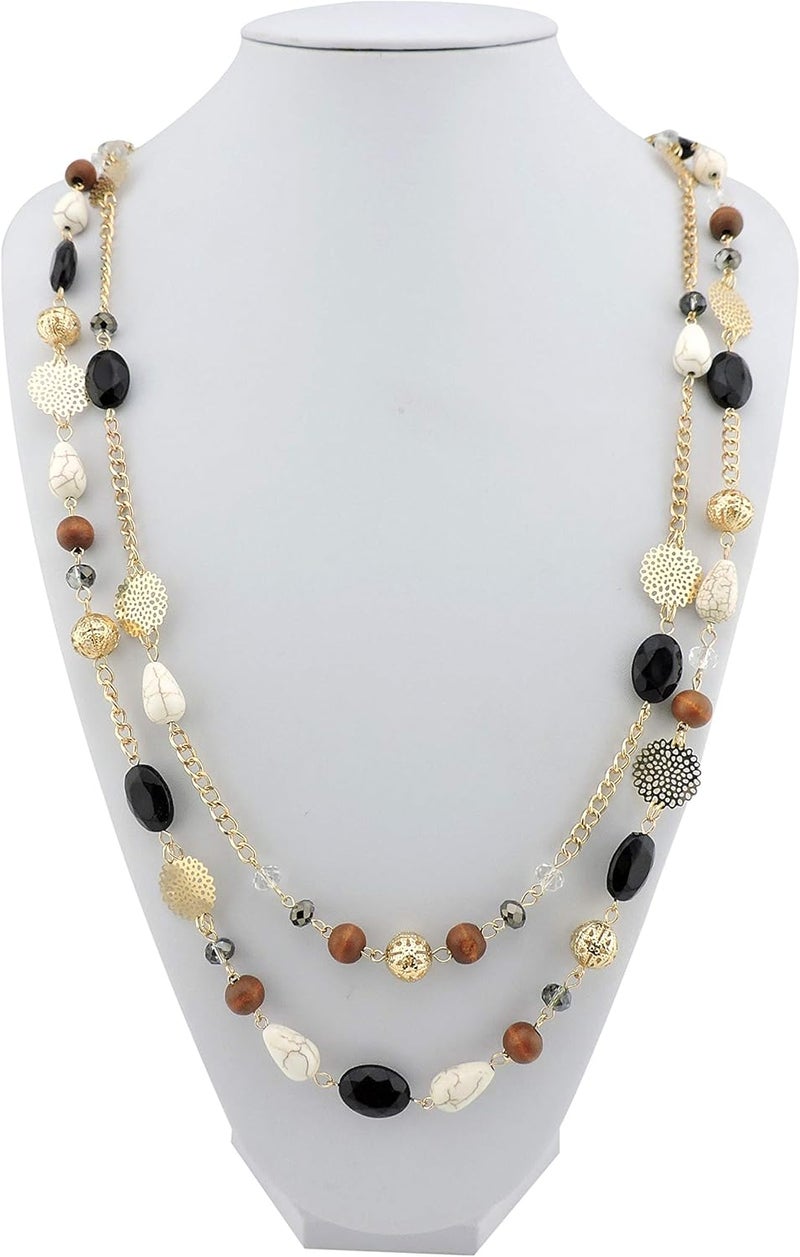 Bocar Long Necklaces for Women Trendy, Boho Layered Crystal Beaded Collar Necklaces for Women, Fashion Statement Necklaces Jewelry - Image 4