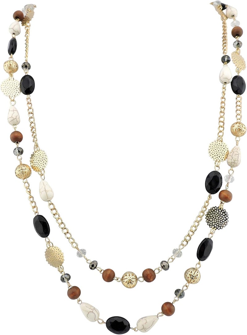 Bocar Long Necklaces for Women Trendy, Boho Layered Crystal Beaded Collar Necklaces for Women, Fashion Statement Necklaces Jewelry - Image 1