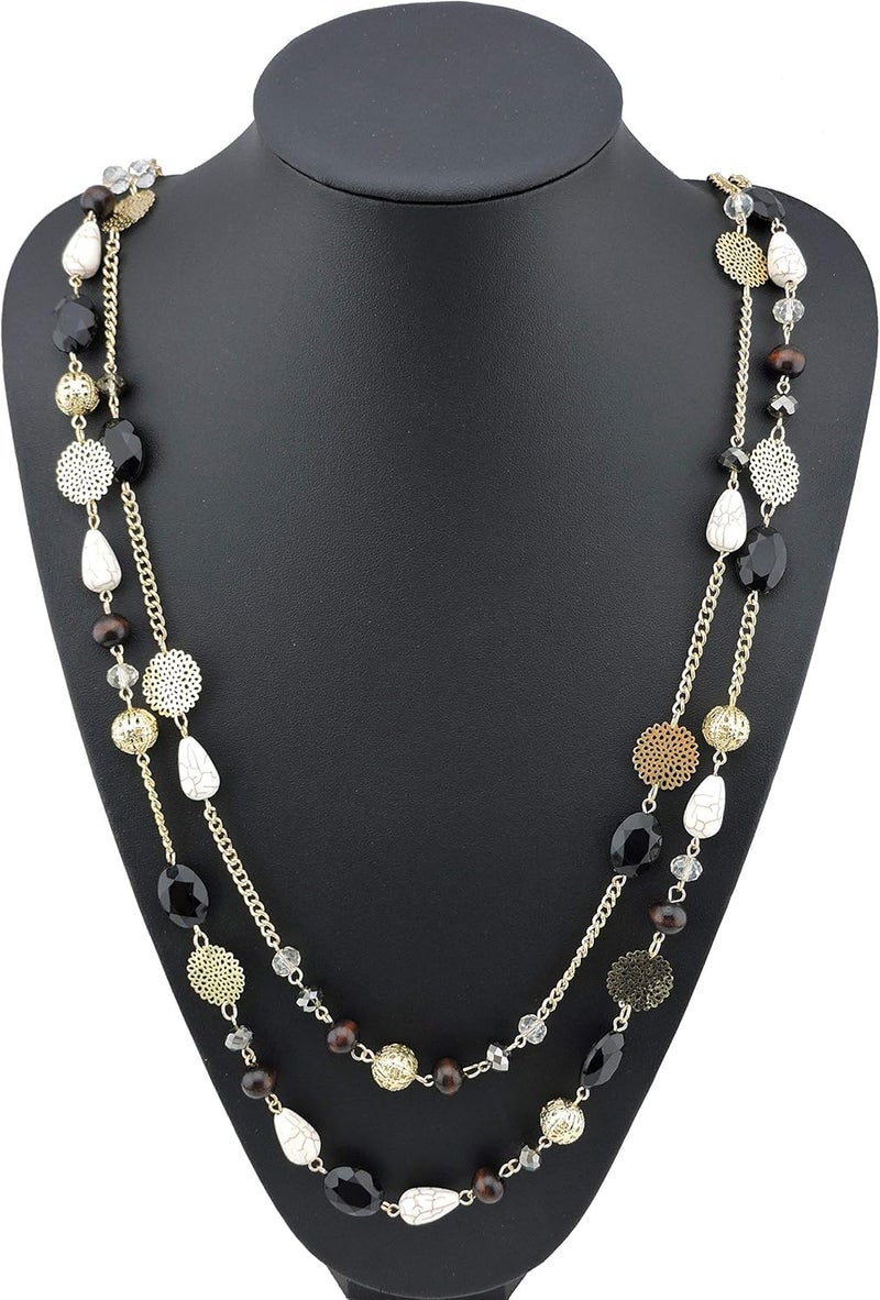Bocar Long Necklaces for Women Trendy, Boho Layered Crystal Beaded Collar Necklaces for Women, Fashion Statement Necklaces Jewelry - Image 5