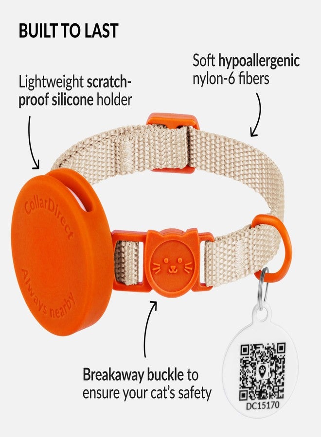 CollarDirect Airtag Cat Collar - Breakaway Nylon Collar with Airtag Holder and Pet Tag for Kittens to Big Cats (Orange, XS) - Image 3