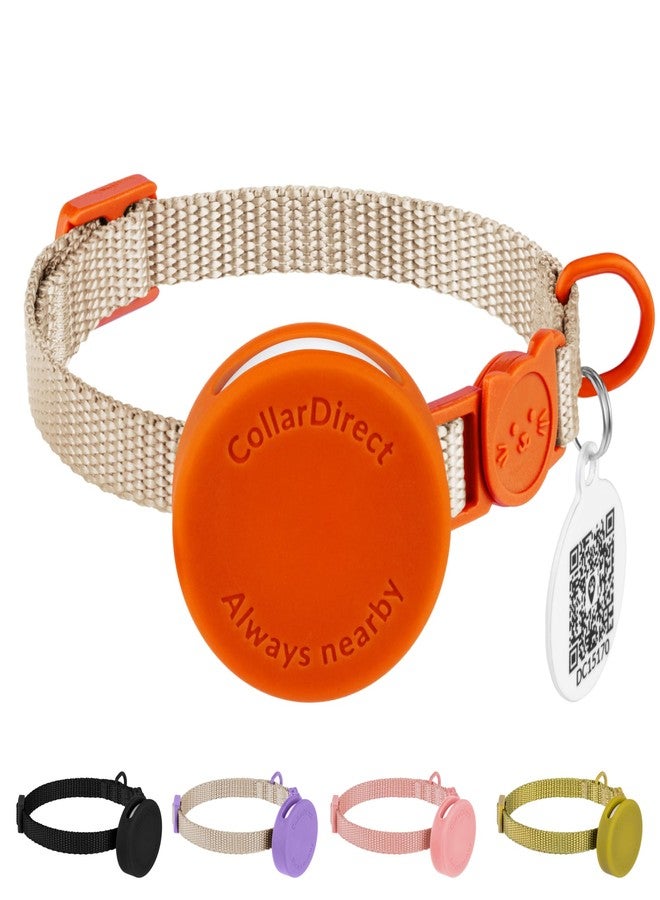 CollarDirect Airtag Cat Collar - Breakaway Nylon Collar with Airtag Holder and Pet Tag for Kittens to Big Cats (Orange, XS) - Image 1