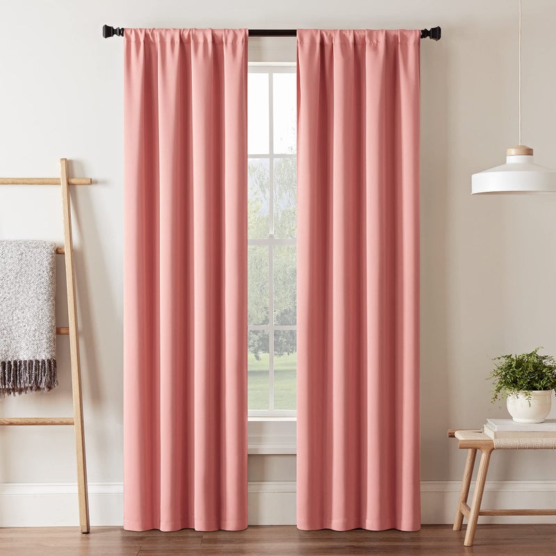 ECLIPSE Blackout Curtains for BedroomDarrell 37 x 84 Insulated Darkening Single Panel Rod Pocket Window Treatment Living Room Coral - Image 1