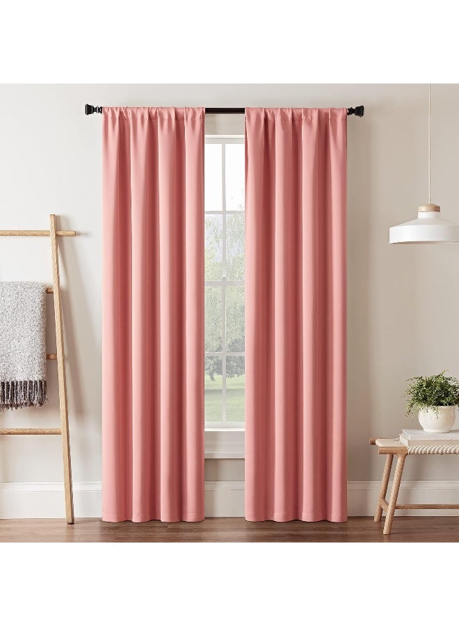 ECLIPSE Blackout Curtains for BedroomDarrell 37 x 84 Insulated Darkening Single Panel Rod Pocket Window Treatment Living Room Coral - Image 2