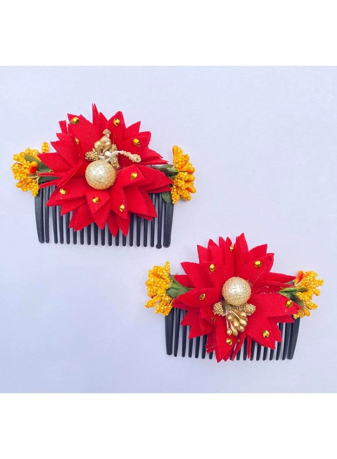 Vinshbond Fancy Flower Comb & Hair Side Comb/Clip Flower Design Juda Comb/Women & Girls Pack -2 Multi. - Image 2
