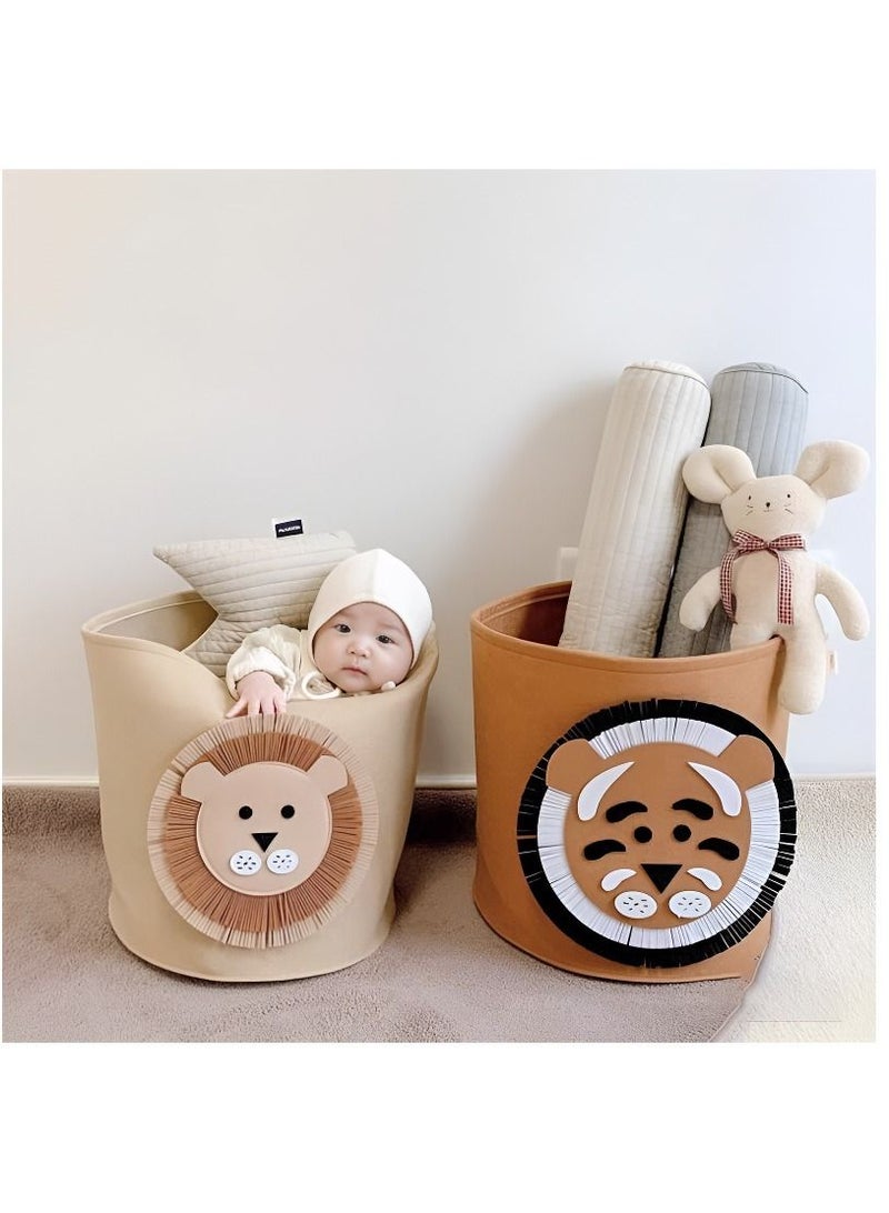 سلة فelt قابلة للطي بتصميم حيوانات ثلاثية الأبعاد لحل تخزين أنيق للملابس وسلة غسيل وألعاب وديكور غرفة الأطفال والنوم - Image 1
