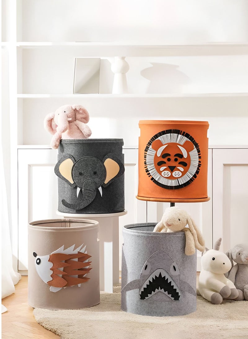 سلة فelt قابلة للطي بتصميم حيوانات ثلاثية الأبعاد لحل تخزين أنيق للملابس وسلة غسيل وألعاب وديكور غرفة الأطفال والنوم - Image 2