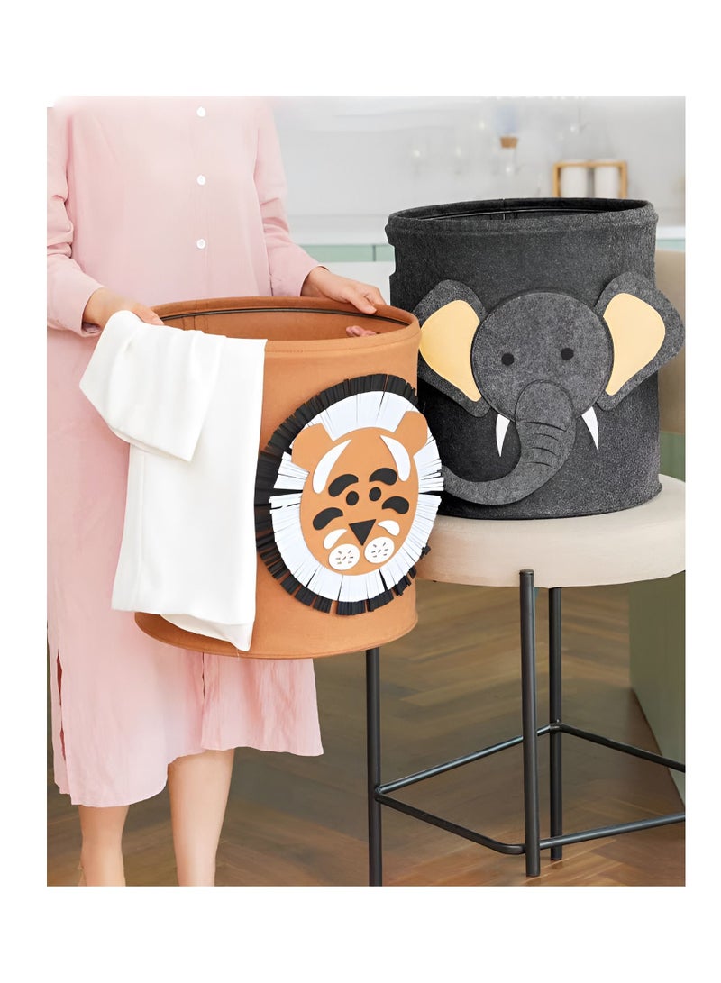 سلة فelt قابلة للطي بتصميم حيوانات ثلاثية الأبعاد لحل تخزين أنيق للملابس وسلة غسيل وألعاب وديكور غرفة الأطفال والنوم - Image 4