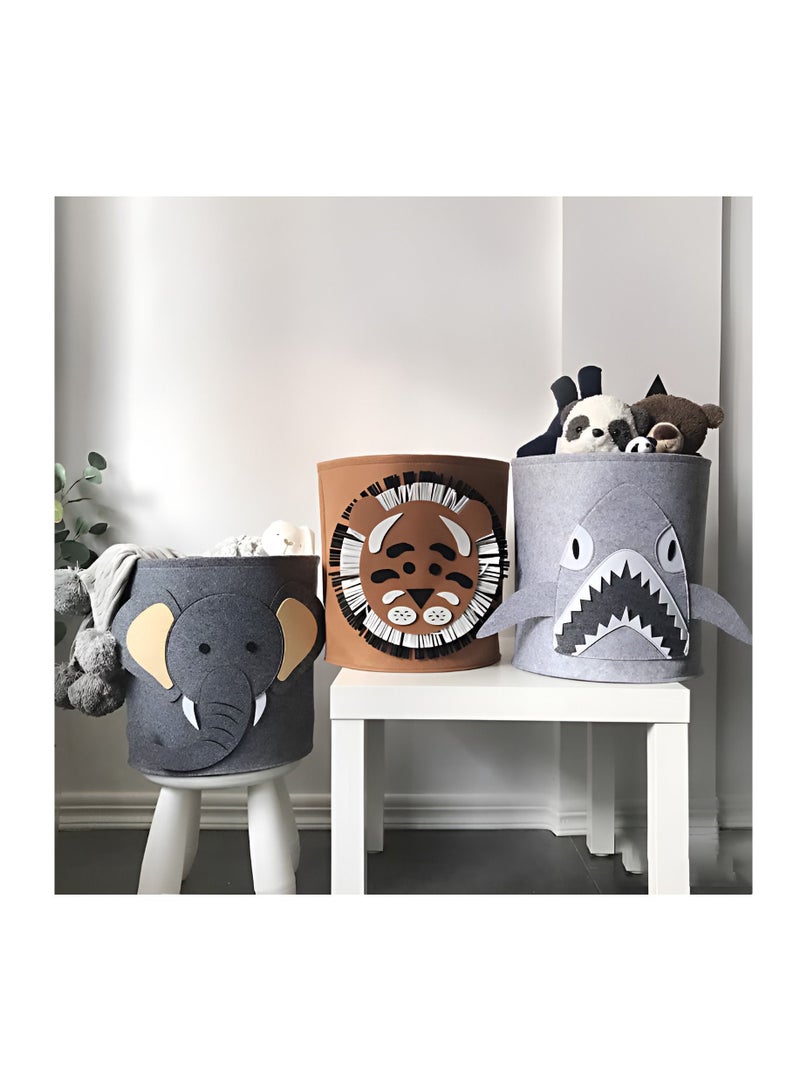 سلة فelt قابلة للطي بتصميم حيوانات ثلاثية الأبعاد لحل تخزين أنيق للملابس وسلة غسيل وألعاب وديكور غرفة الأطفال والنوم - Image 5