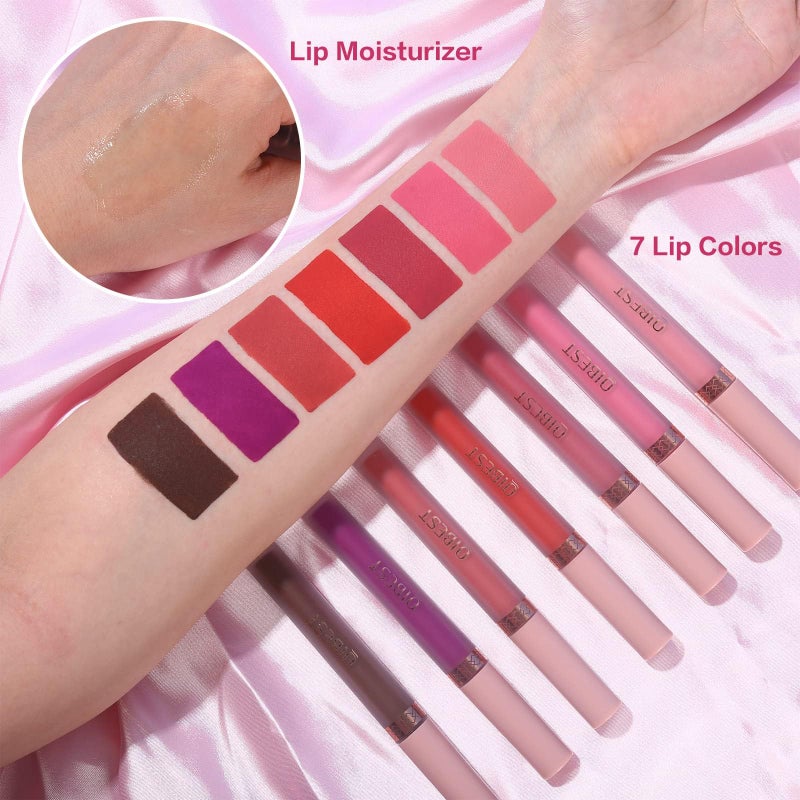 QiBest 7Pcs Matte Liquid Lipstick and 1Pcs Lip Plumper Makeup Set, Pigmented Waterproof Halloween Lip Make Up Valentine's Gift Lip Gloss Sets Long Wearing Velvet Lip Kit for Teens & Women - Image 5