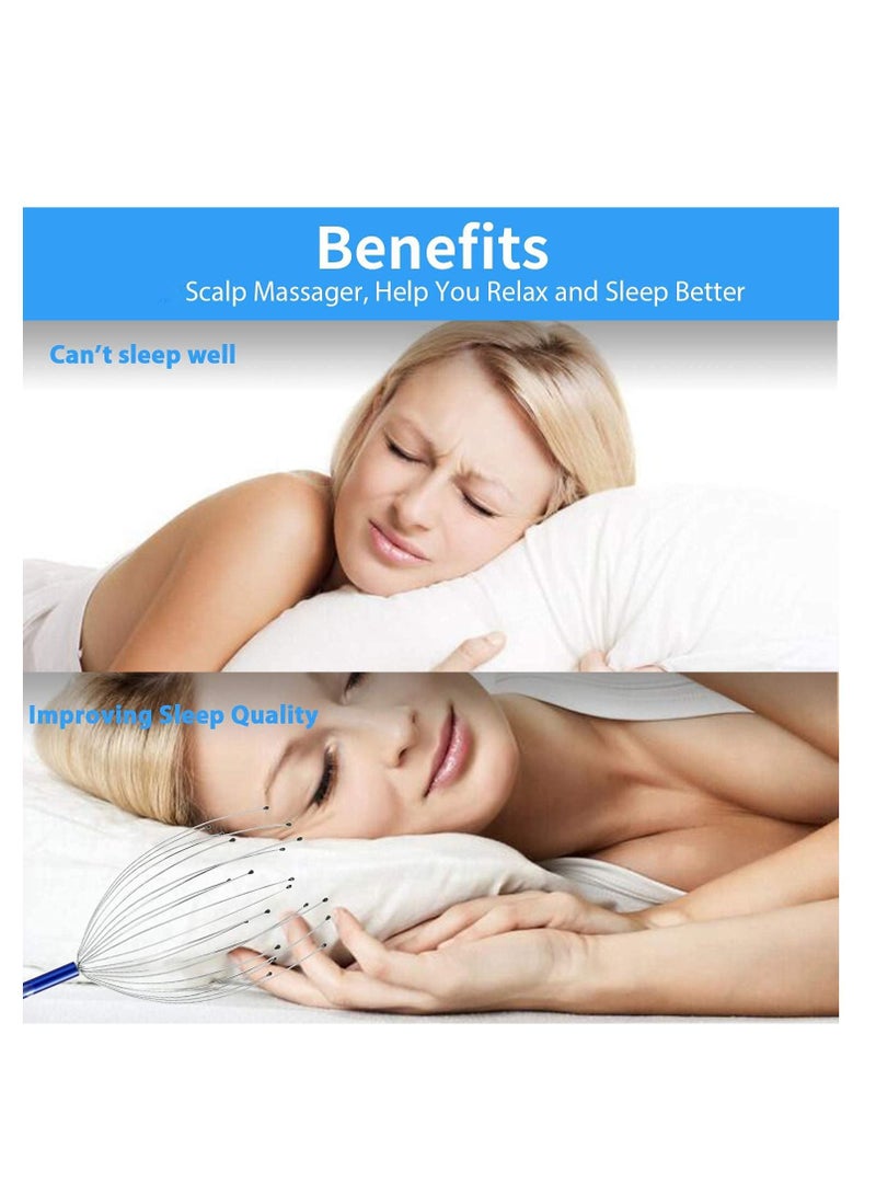 إكسفور أداة تدليك الظهر من خشب البامبو (قطعتان) ، مدلك فروة الرأس ، بخاخ تدليك الرأس باليد (4 قطع) - Image 5