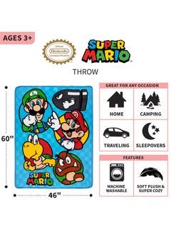 Franco Kids Bedding Super Soft Micro Raschel Throw  46 in x 60 in  Mario Prints may vary  - Image 3