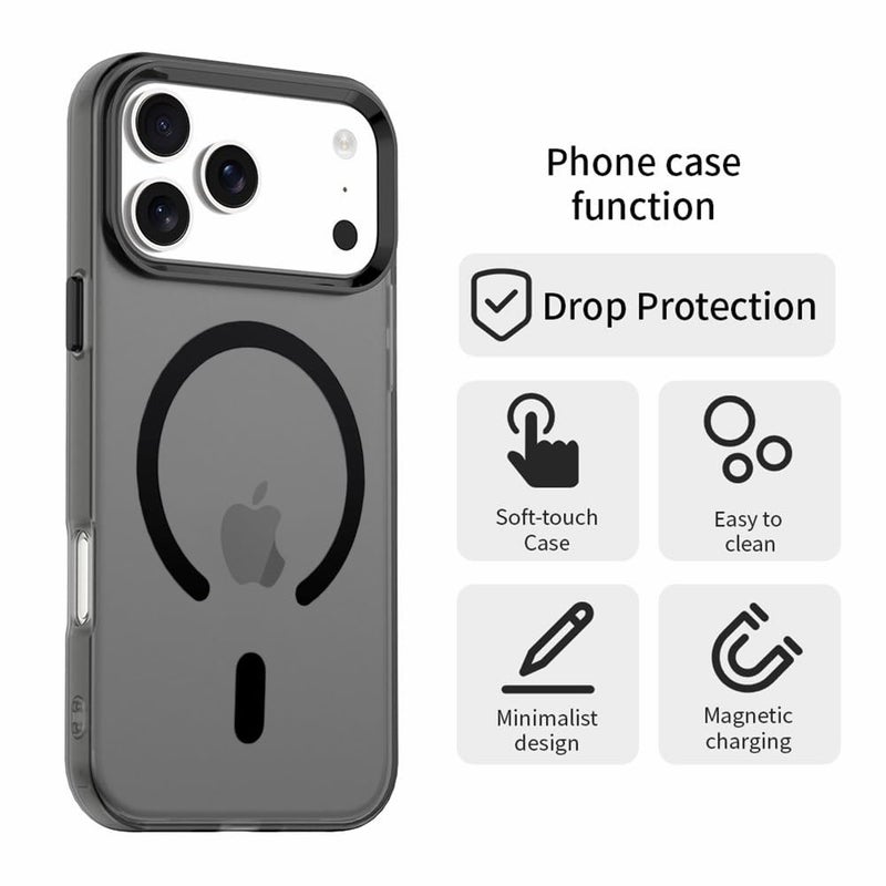 Elzzi غطاء خلفي غير شفاف لهاتف آيفون 17 برو ماكس، غطاء هاتف مضاد للصدمات ومضاد لبصمات الأصابع مع شحن لاسلكي مغناطيسي، غطاء واقي متوافق مع MagSafe للرجال والنساء (أسود) - Image 4