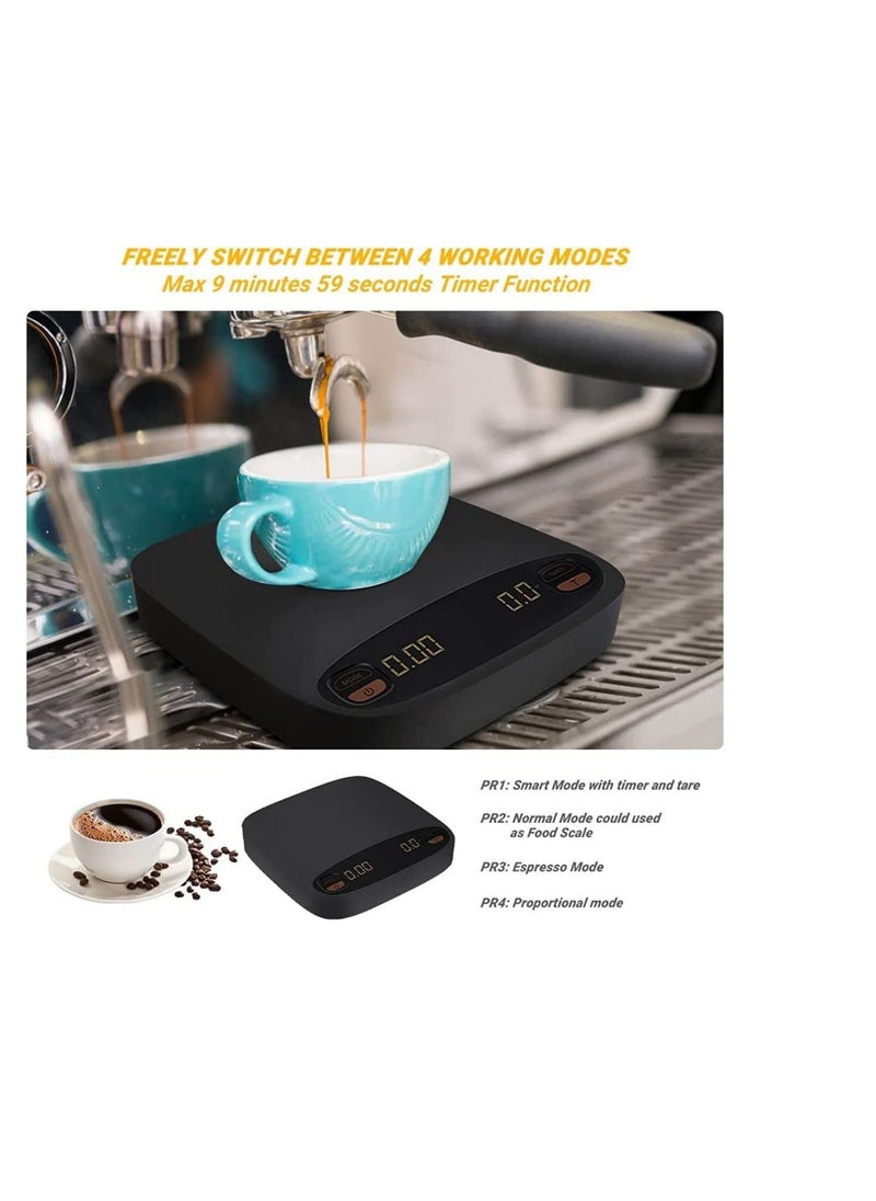 SYOSI - Digital Kitchen Scales, 2kg0.1g Precision Pour Over Drip Coffee Scale Multifunctional USB Cooking Food Scale with 4 Working Modes Timer LCD Backlit Tare Function Silicone Mat for Home Office - Image 1
