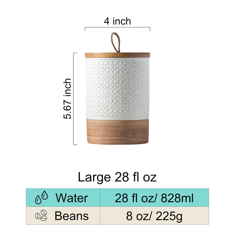 Miamolo Large Coffee Containers with Lids, Ceramic Coffee Canister Kitchen Food Storage Cookie Jars with Airtight Lid for Spice Sugar Tea Candy, Stackable Decorative Jars for Counter - White 28 fl.oz - Image 3