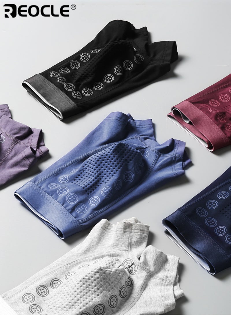 REOCLE 3PCS Men's 50s Ultra Fine Combed Cotton Underwear Set 3-Pack Breathable Mesh Design with Negative Ion Technology & Graphene Crotch Comfortable Functional Boxer Briefs for Daily Wear - Image 2