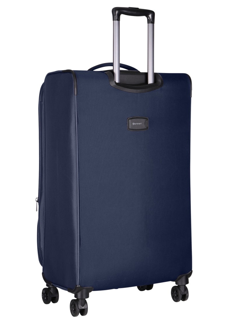 eminent - Unisex Soft Travel Bag Large Luggage Trolley Polyester Lightweight Expandable 4 Double Spinner Wheeled Suitcase with 3 Digit TSA lock E788 Navy Blue - Image 1