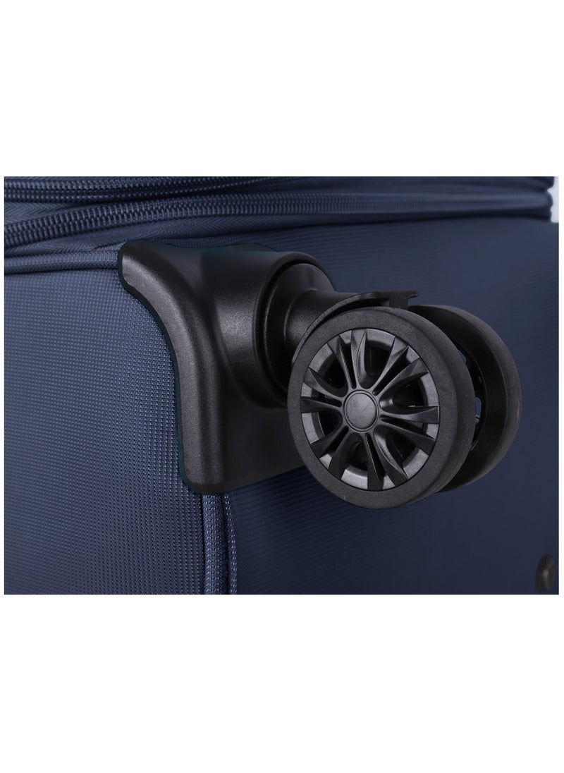 eminent - Unisex Soft Travel Bag Large Luggage Trolley Polyester Lightweight Expandable 4 Double Spinner Wheeled Suitcase with 3 Digit TSA lock E788 Navy Blue - Image 1