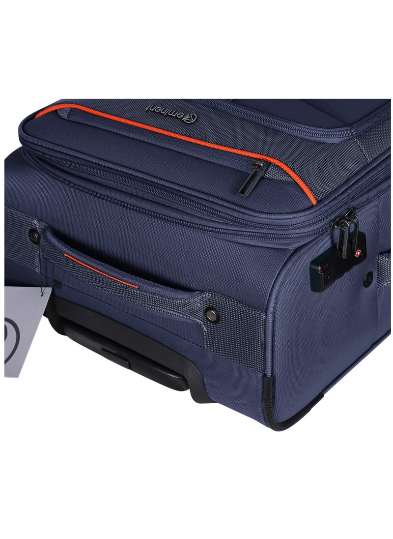 eminent - Unisex Soft Travel Bag Large Luggage Trolley Polyester Lightweight Expandable 4 Double Spinner Wheeled Suitcase with 3 Digit TSA lock E788 Navy Blue - Image 1