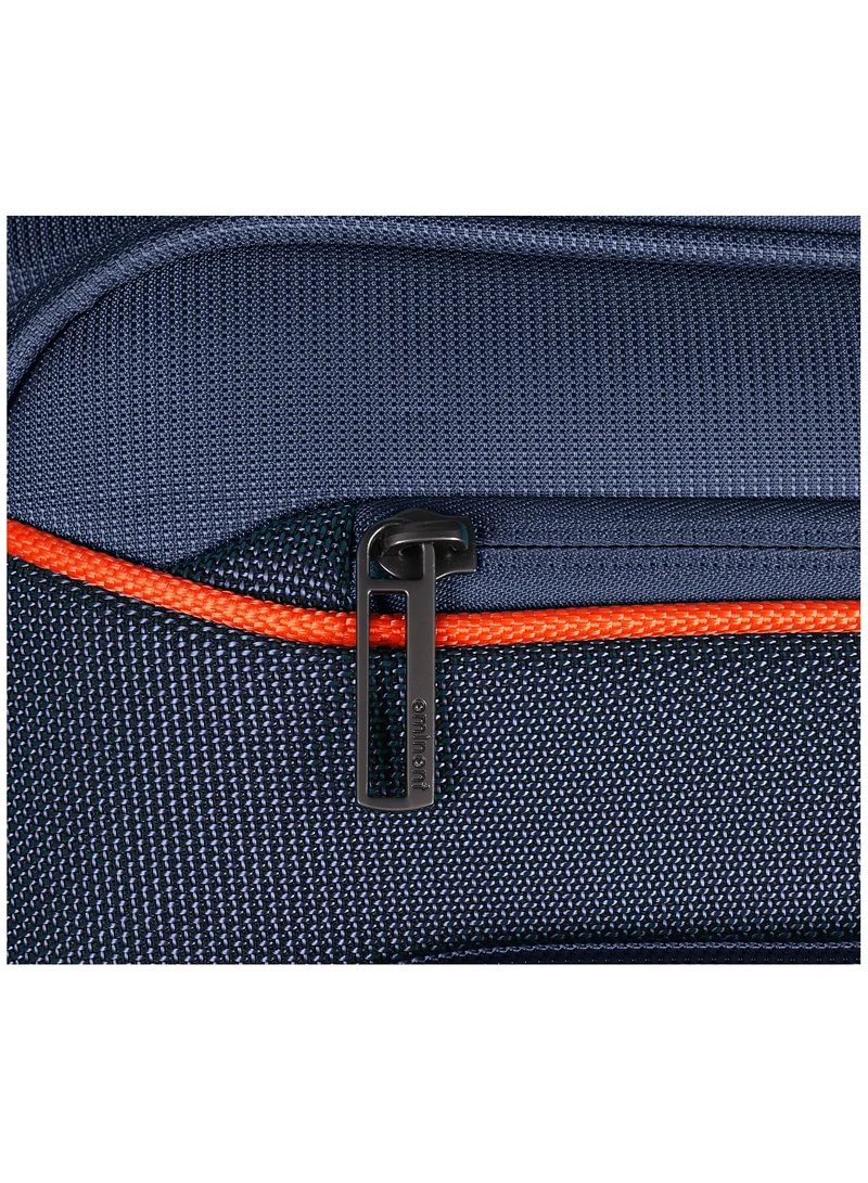 eminent Unisex Soft Travel Bag Large Luggage Trolley Polyester Lightweight Expandable 4 Double Spinner Wheeled Suitcase with 3 Digit TSA lock E788 Navy Blue