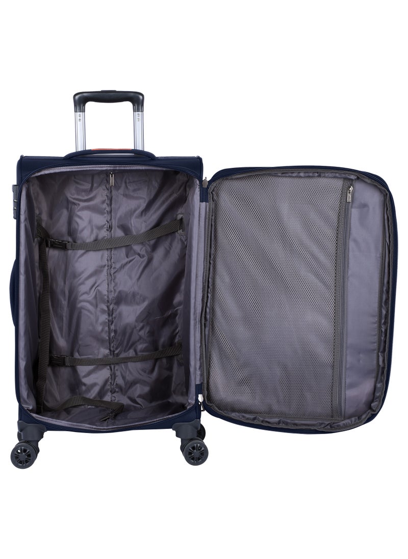 eminent - Unisex Soft Travel Bag Large Luggage Trolley Polyester Lightweight Expandable 4 Double Spinner Wheeled Suitcase with 3 Digit TSA lock E788 Navy Blue - Image 1