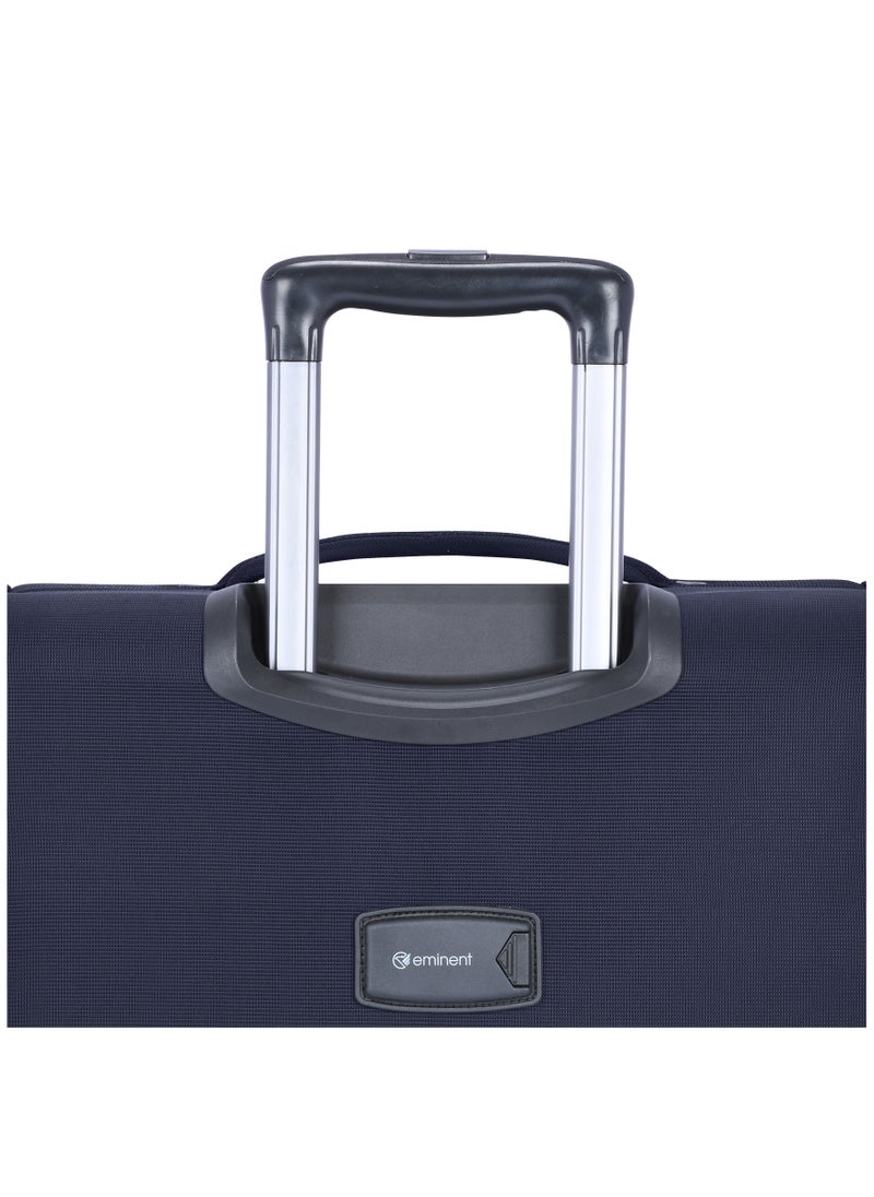 eminent - Unisex Soft Travel Bag Large Luggage Trolley Polyester Lightweight Expandable 4 Double Spinner Wheeled Suitcase with 3 Digit TSA lock E788 Navy Blue - Image 1